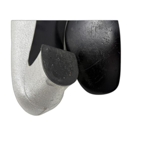 Vintage 60s Qualicraft Silver Lame Metallic Mod Slip On 10B Low Block Heel - Picture 6 of 9